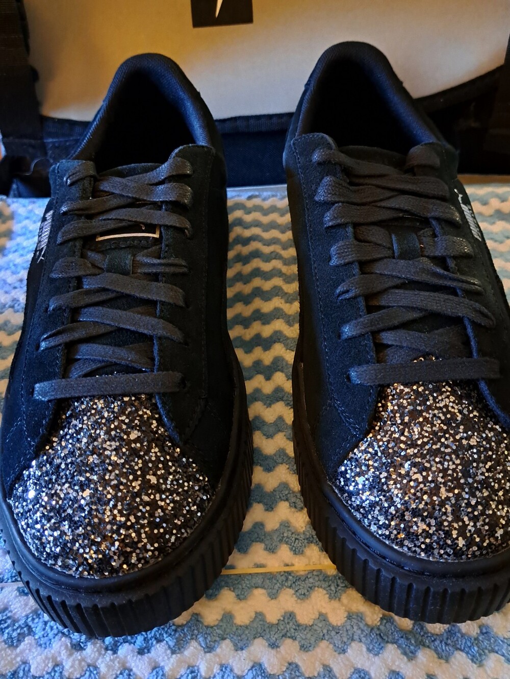 PUMA SNEAKERS suede PLATFORM crushed gem SIZE 10 aged silver BRAND NEW womans